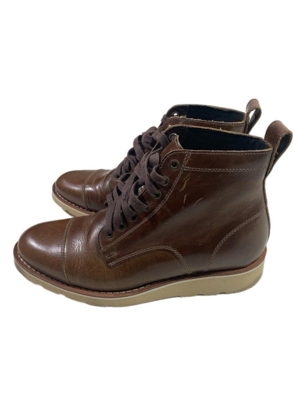 Helm Lou Boots Men's Size 8.5 Brown Leather Lace Up Made In Brazil Casual